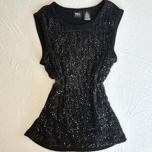 Vintage Mossimo Sequin Tank Top \ Y2K 2000s Black Sequin Tank Top